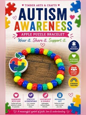 Autism Awareness Apple Puzzle Bracelet #13 #15